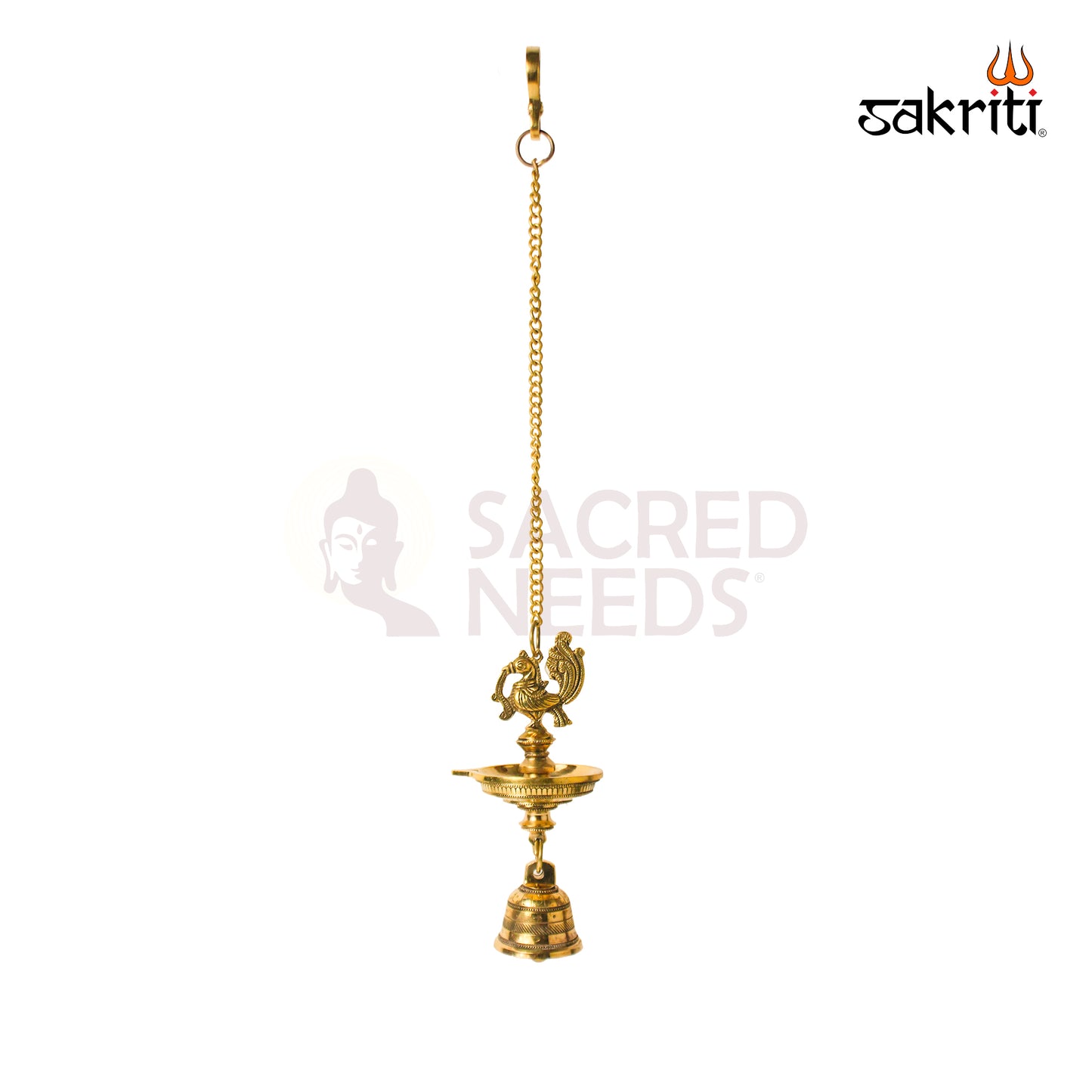 Brass 1 Face Annam Vilakku with Bell – 22.5 Inch Height | Traditional Deepam Lamp for Pooja & Home Decor