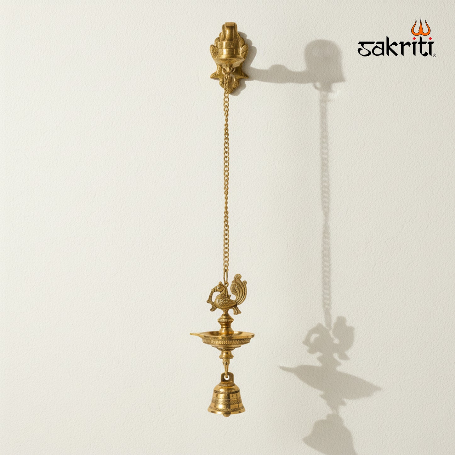 Brass 1 Face Annam Vilakku with Bell – 22.5 Inch Height | Traditional Deepam Lamp for Pooja & Home Decor