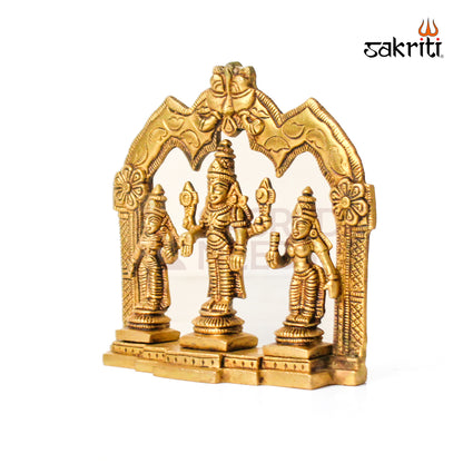 Brass Perumal Set with Arch – 5.3 Inch Height | Lord Vishnu with Arch Idol for Temple & Home Decoration