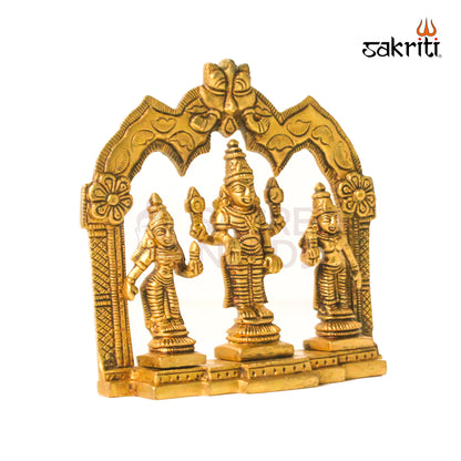 Brass Perumal Set with Arch – 5.3 Inch Height | Lord Vishnu with Arch Idol for Temple & Home Decoration