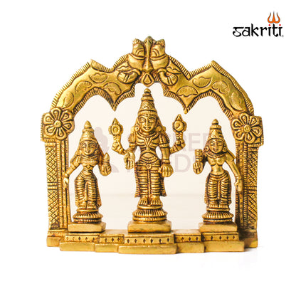 Brass Perumal Set with Arch – 5.3 Inch Height | Lord Vishnu with Arch Idol for Temple & Home Decoration