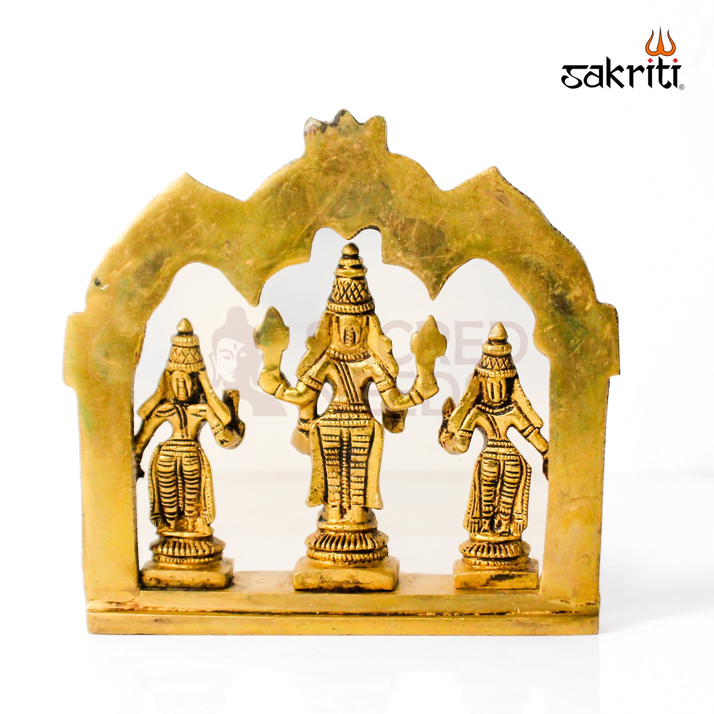 Brass Perumal Set with Arch – 5.3 Inch Height | Lord Vishnu with Arch Idol for Temple & Home Decoration