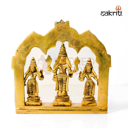 Brass Perumal Set with Arch – 5.3 Inch Height | Lord Vishnu with Arch Idol for Temple & Home Decoration