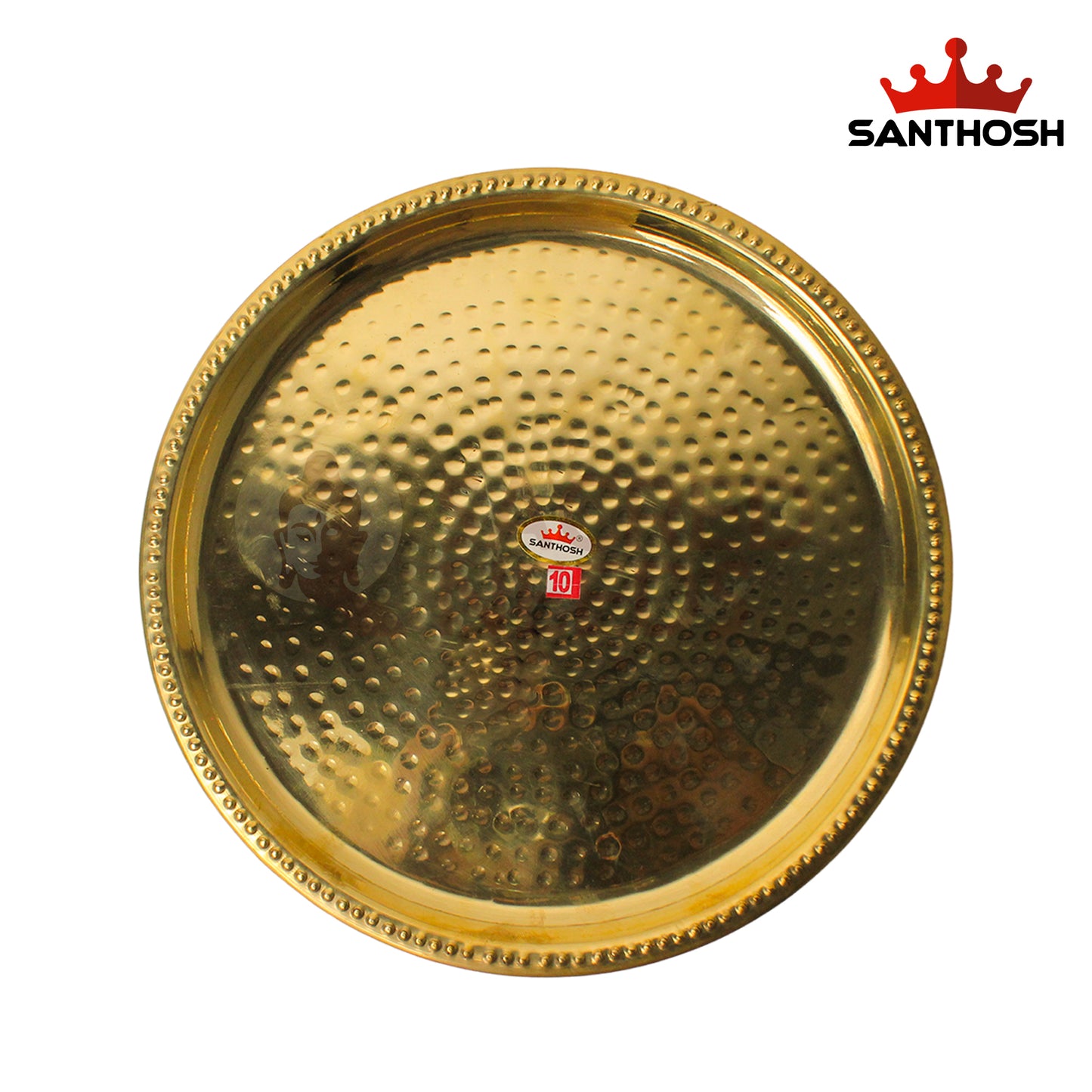 Brass Hammered Plate – 10 Inch Diameter | Traditional Decorative Brass Plate for Pooja & Home Decor