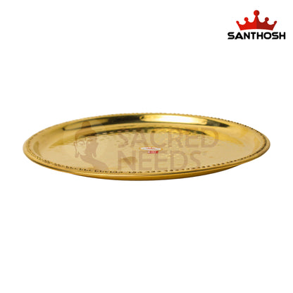 Brass Hammered Plate – 10 Inch Diameter | Traditional Decorative Brass Plate for Pooja & Home Decor