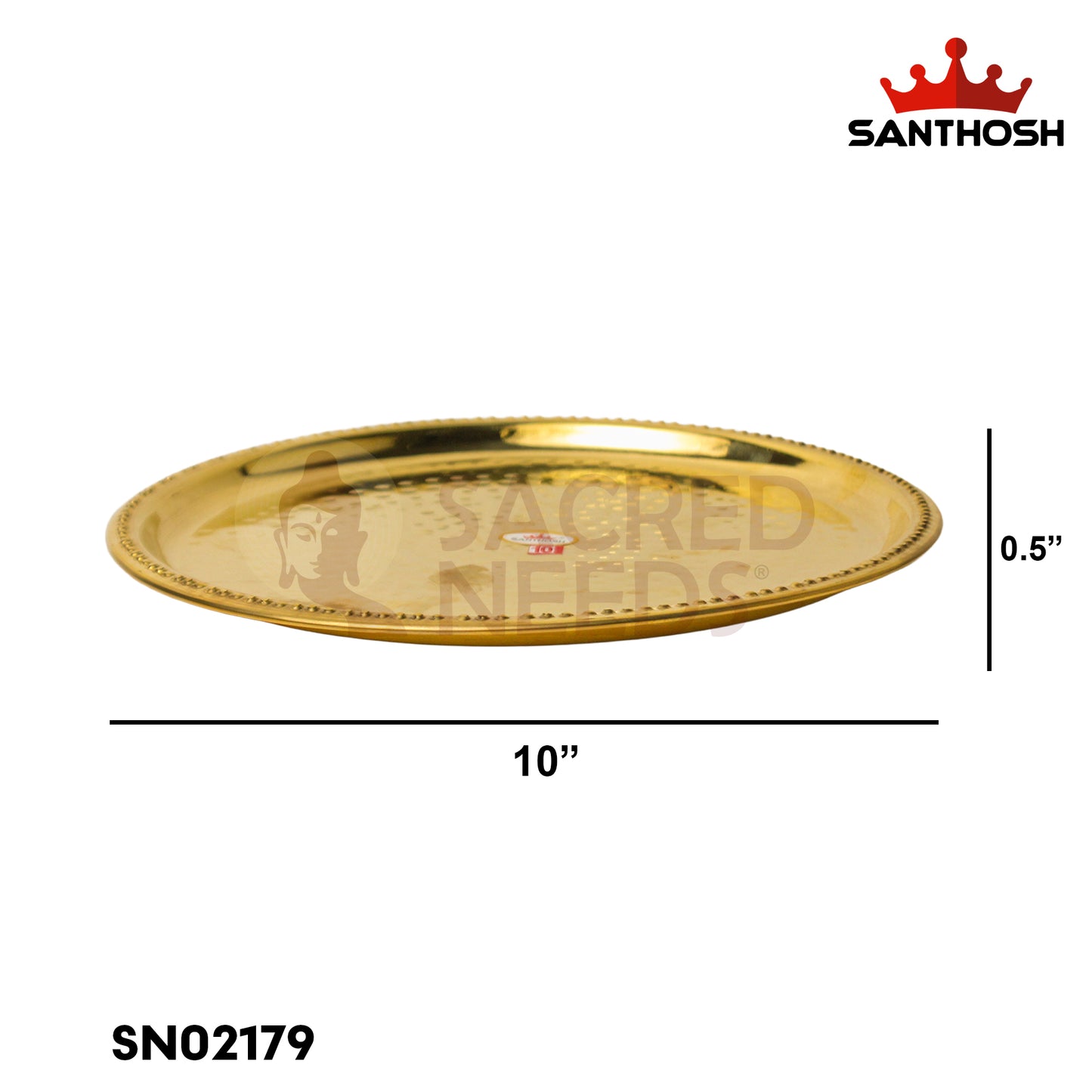 Brass Hammered Plate – 10 Inch Diameter | Traditional Decorative Brass Plate for Pooja & Home Decor