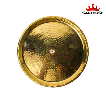 Brass Hammered Plate – 12 Inch Diameter | Premium Hammered Brass Plate for Pooja Room & Gifting