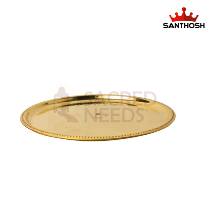 Brass Hammered Plate – 13 Inch Diameter | Elegant Handmade Brass Plate for Home & Temple Decor