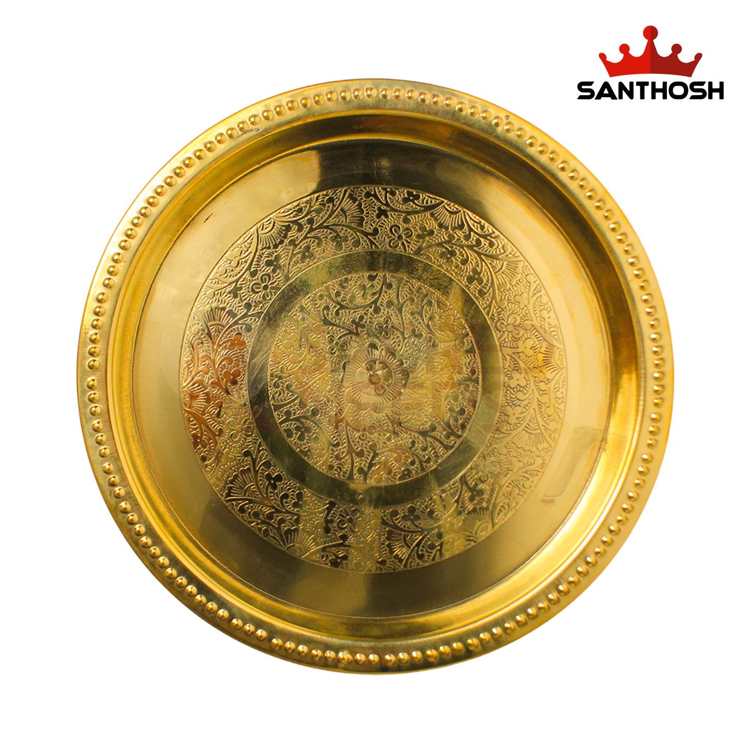 Brass Patti Khumcha Etching – 9 Inch Diameter | Traditional Etched Brass Bowl for Pooja & Decoration