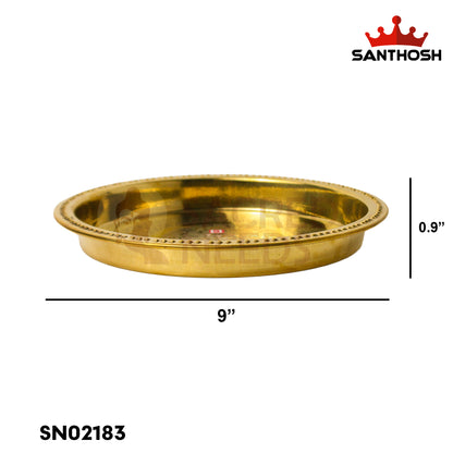 Brass Patti Khumcha Etching – 9 Inch Diameter | Traditional Etched Brass Bowl for Pooja & Decoration