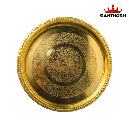 Brass Patti Khumcha Etching – 10 Inch Diameter | Handcrafted Etching Brass Khumcha for Temple & Home Use
