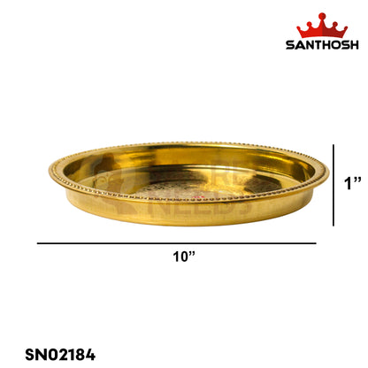 Brass Patti Khumcha Etching – 10 Inch Diameter | Handcrafted Etching Brass Khumcha for Temple & Home Use