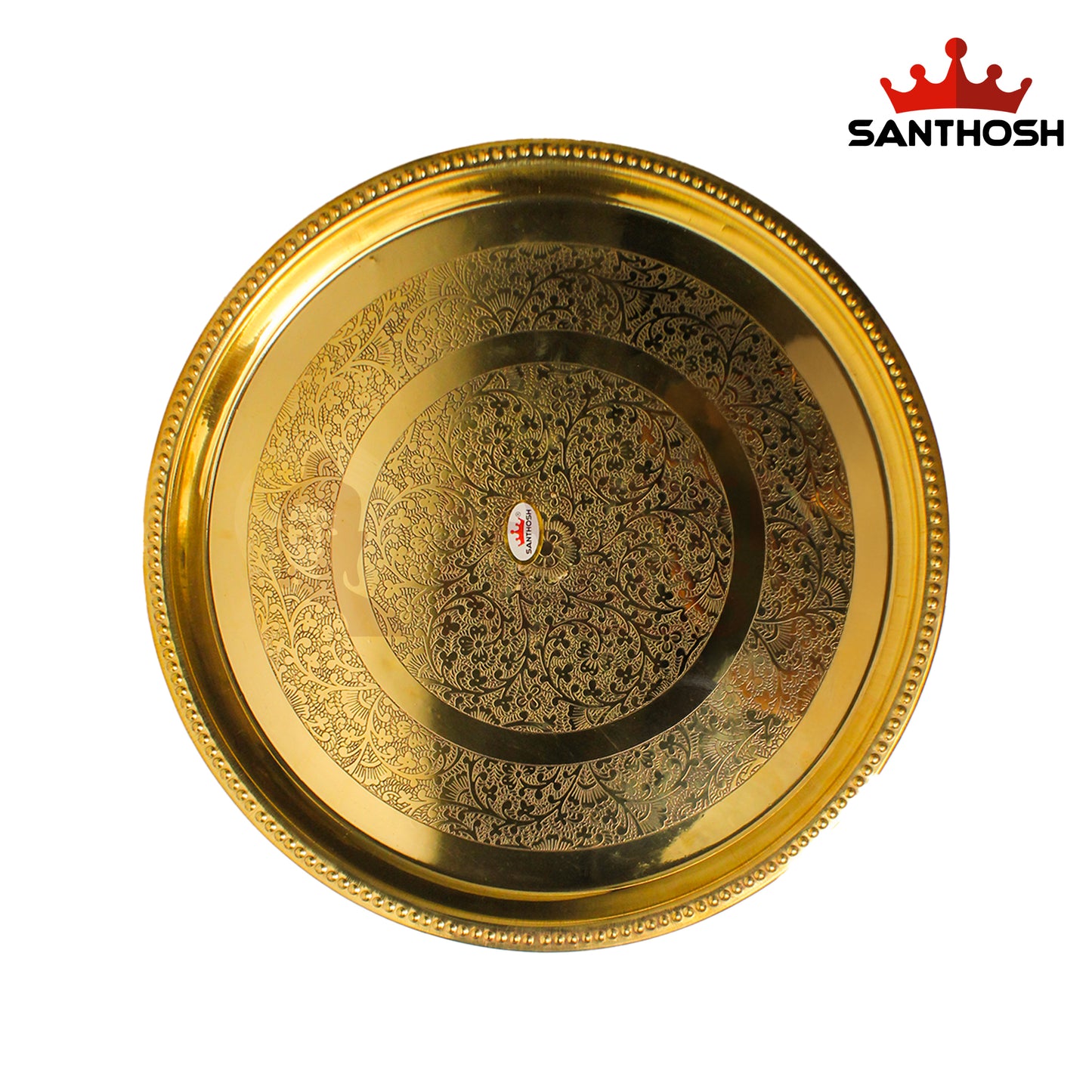 Brass Patti Khumcha Etching – 11.6 Inch Diameter | Artistic Brass Etching Khumcha for Pooja & Festive Decor