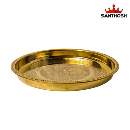 Brass Patti Khumcha Etching – 11.6 Inch Diameter | Artistic Brass Etching Khumcha for Pooja & Festive Decor