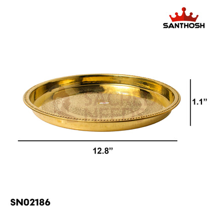 Brass Patti Khumcha Etching – 12.8 Inch Diameter | Decorative Brass Etched Khumcha for Home & Temple Decor