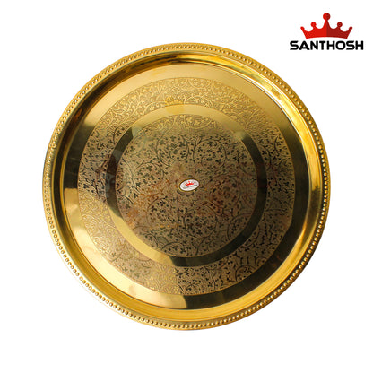 Brass Patti Khumcha Etching – 12.8 Inch Diameter | Decorative Brass Etched Khumcha for Home & Temple Decor