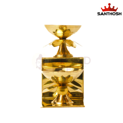 Brass Step Pyali 2 Deepam – 3.6 Inch Height | Traditional Deepam Lamp for Pooja Room & Home Decor