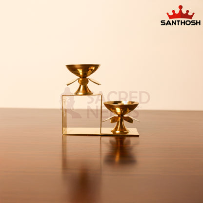 Brass Step Pyali 2 Deepam – 3.6 Inch Height | Traditional Deepam Lamp for Pooja Room & Home Decor