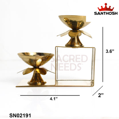 Brass Step Pyali 2 Deepam – 3.6 Inch Height | Traditional Deepam Lamp for Pooja Room & Home Decor