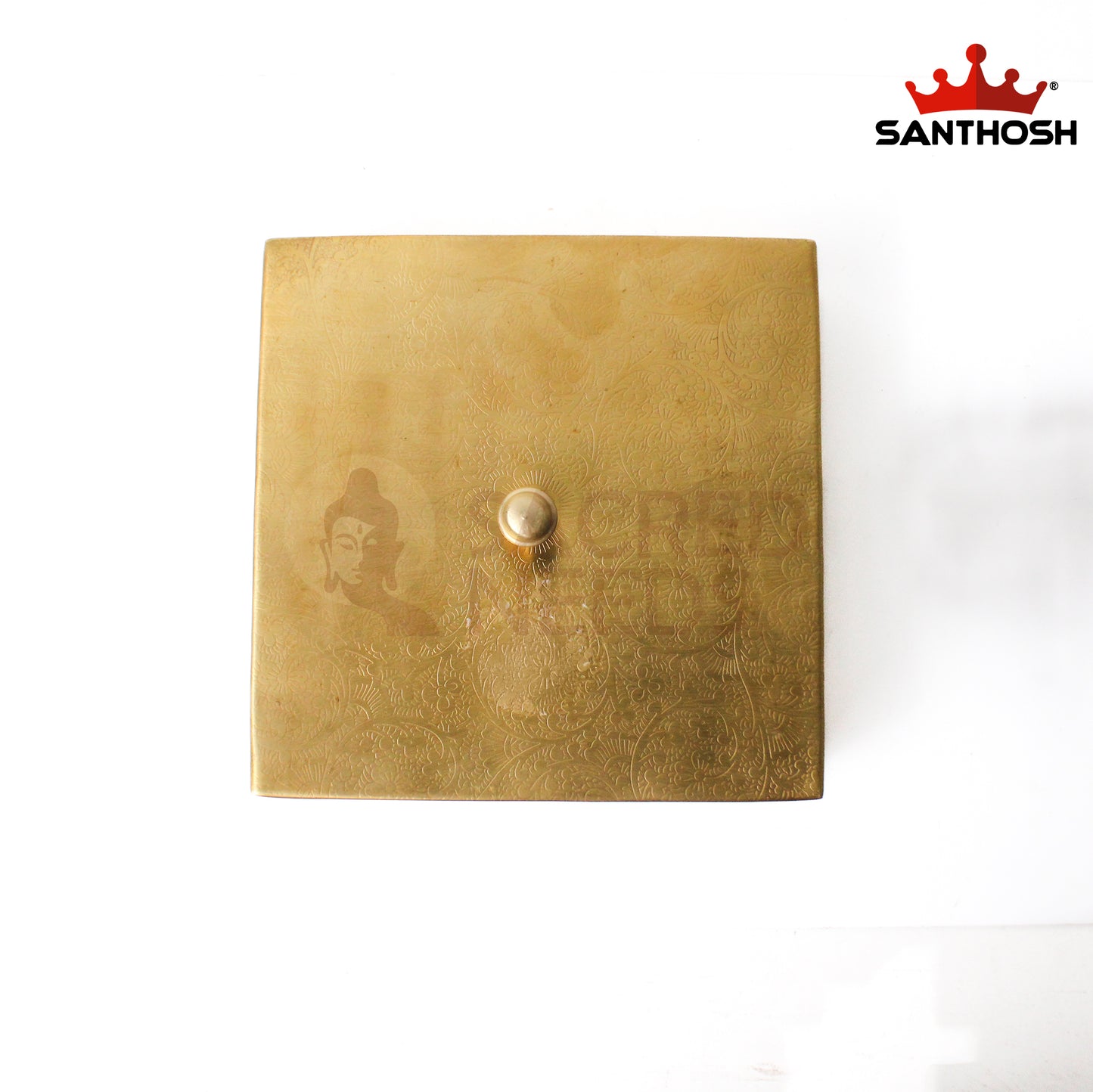 Brass Square Spice Box – 1.6 Inch Height | Traditional Brass Masala Box for Kitchen & Storage