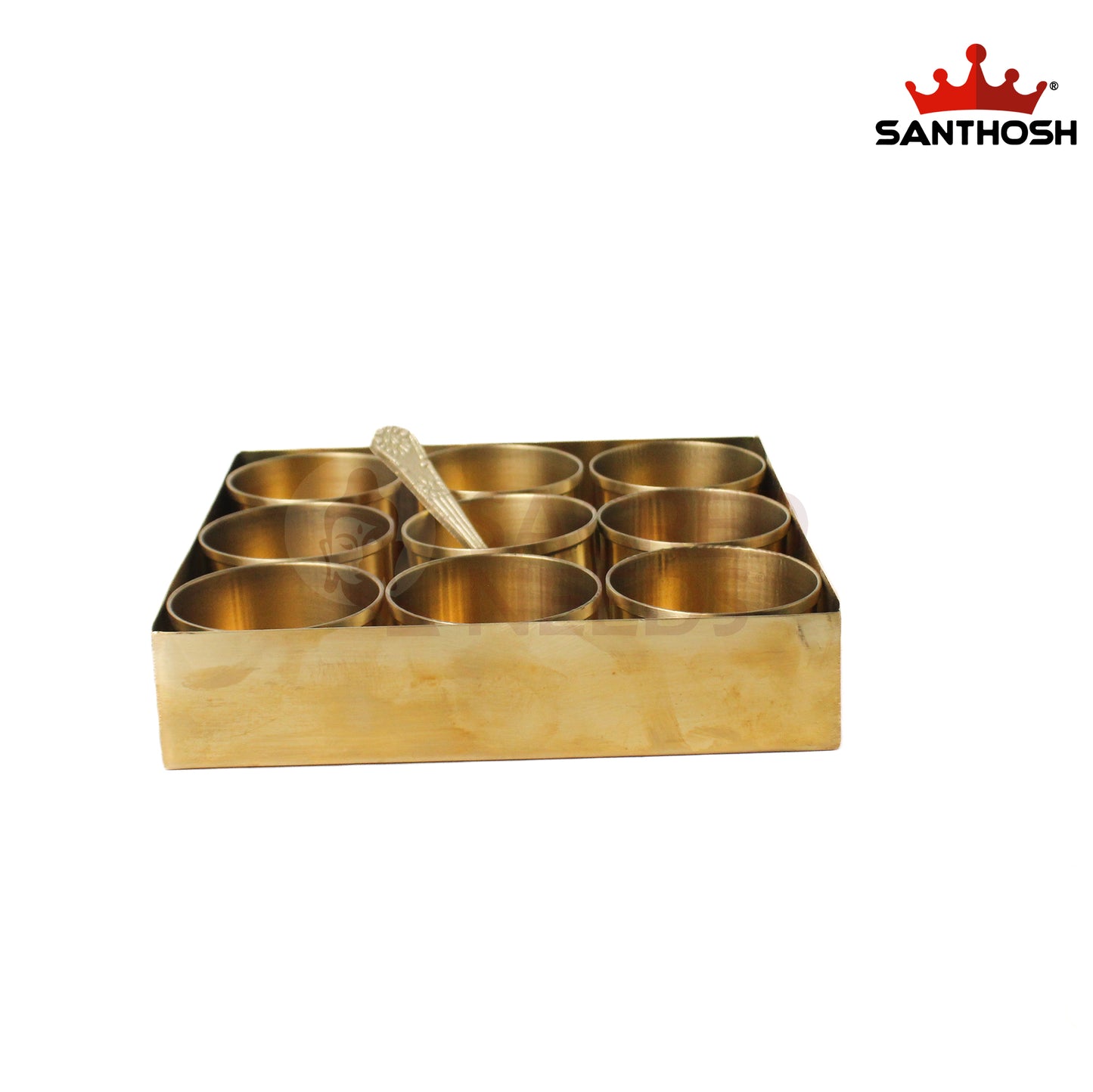 Brass Square Spice Box – 1.6 Inch Height | Traditional Brass Masala Box for Kitchen & Storage