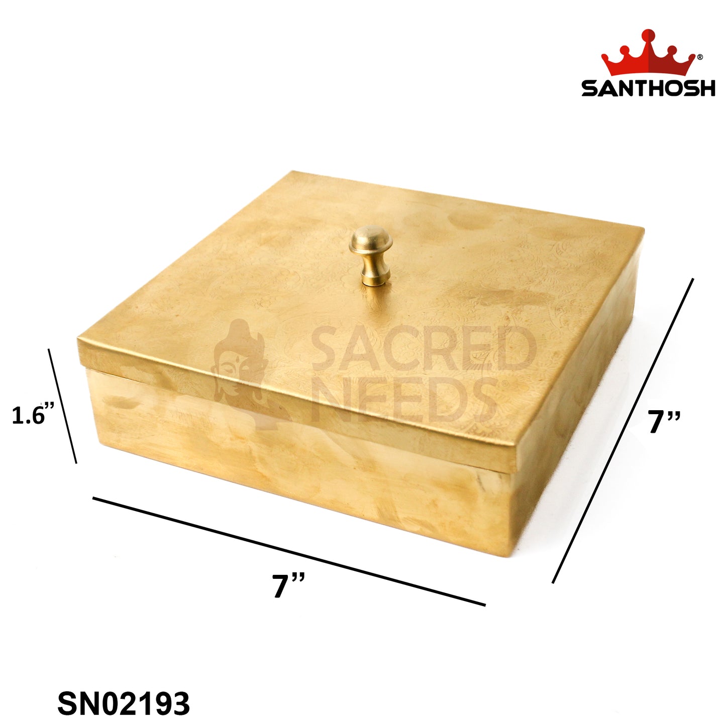 Brass Square Spice Box – 1.6 Inch Height | Traditional Brass Masala Box for Kitchen & Storage