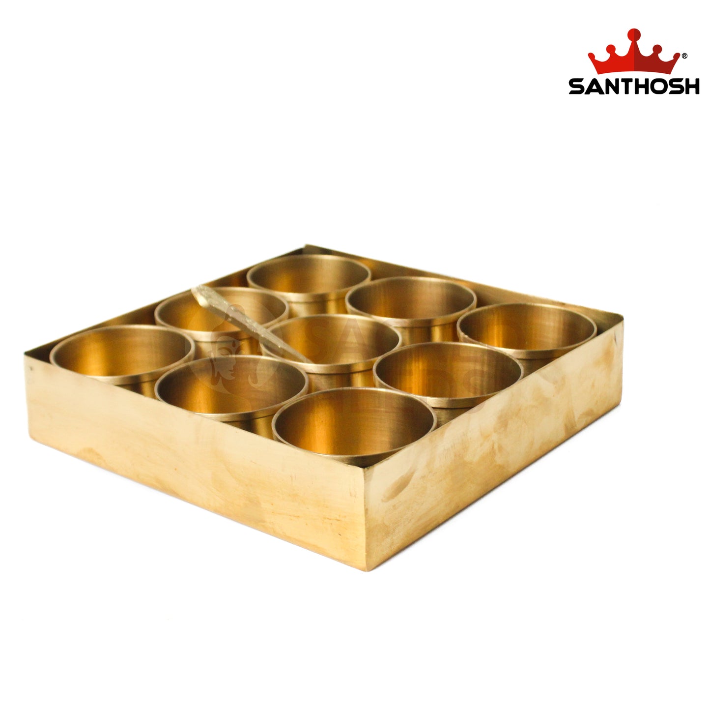 Brass Square Spice Box – 1.6 Inch Height | Vintage Brass Masala Dabba for Kitchen & Festive Use