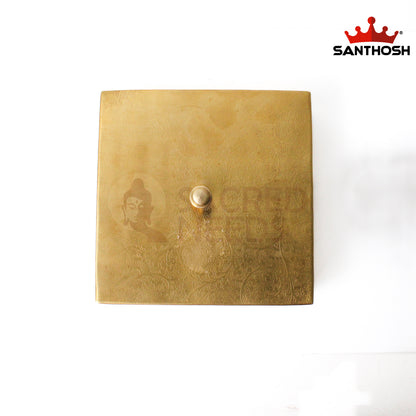 Brass Square Spice Box – 2.2 Inch Height | Elegant Brass Masala Container for Kitchen & Serving