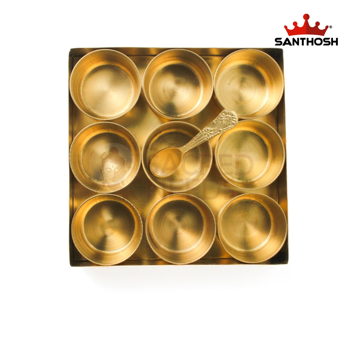 Brass Square Spice Box – 2.2 Inch Height | Elegant Brass Masala Container for Kitchen & Serving