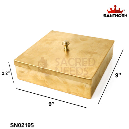 Brass Square Spice Box – 2.2 Inch Height | Elegant Brass Masala Container for Kitchen & Serving