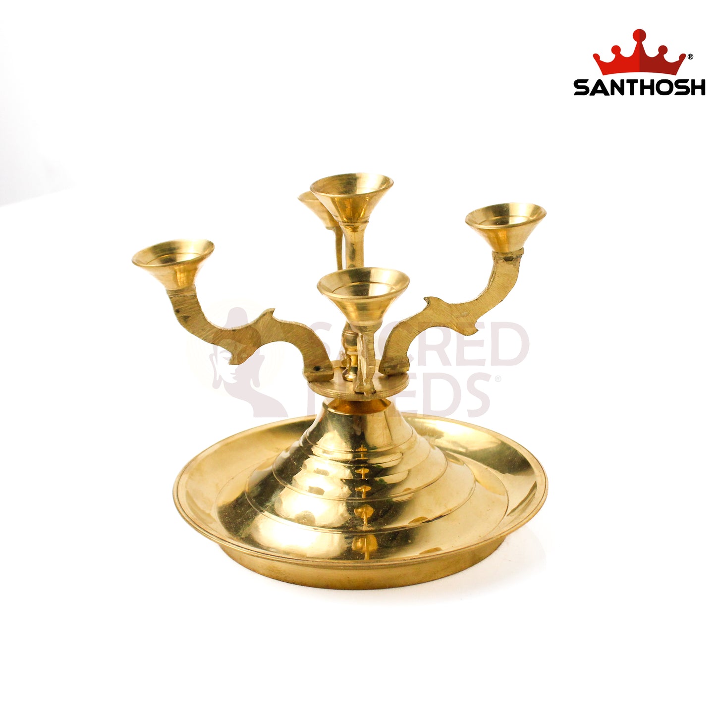 Brass KMU 5 Face Kapoor Plate Arti – 5.5 Inch Height | Traditional Aarti Plate for Temple & Pooja Rituals