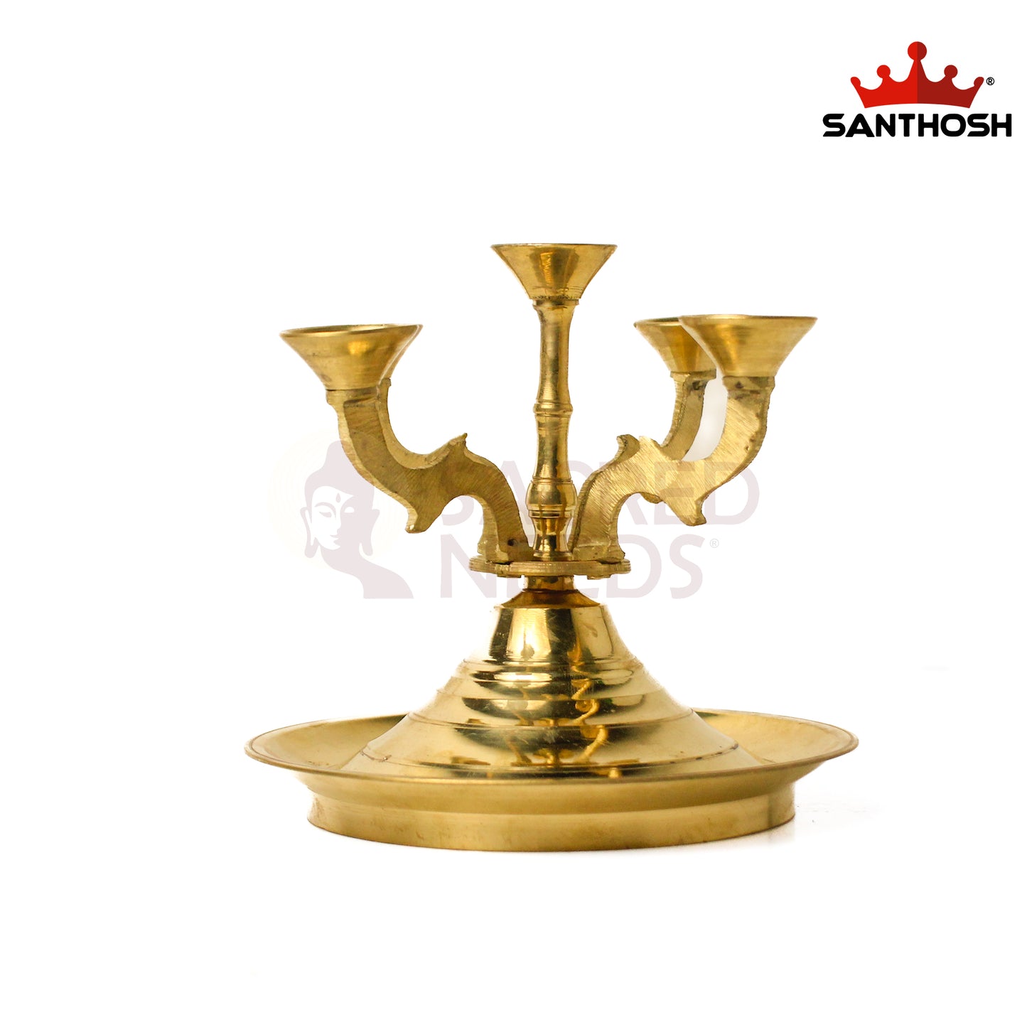 Brass KMU 5 Face Kapoor Plate Arti – 5.5 Inch Height | Traditional Aarti Plate for Temple & Pooja Rituals