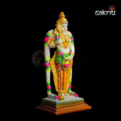 Sacred Needs Marble Dust Murugan Idol – 6.7 Inch (17 cm) Height | Elegant Lord Murugan Statue for Pooja Room, Home Décor & Gifting