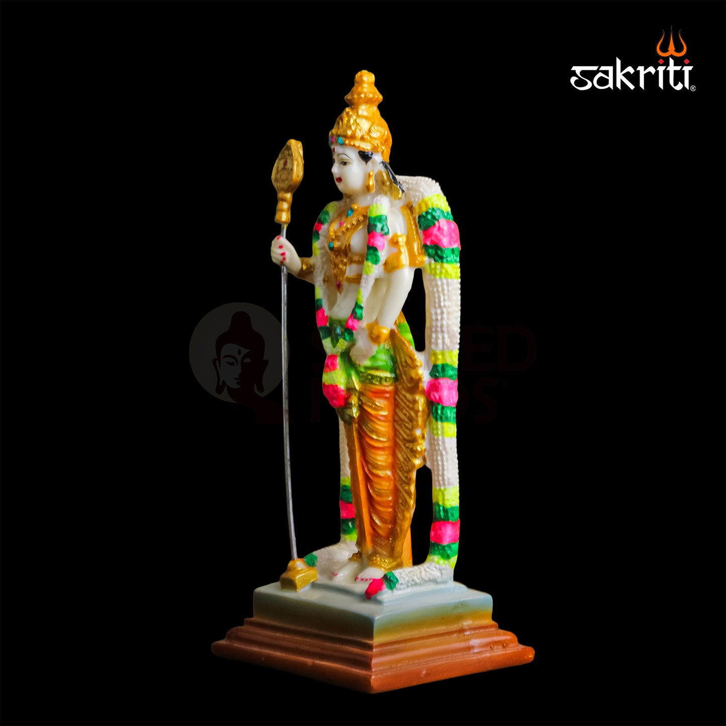 Sacred Needs Marble Dust Murugan Idol – 6.7 Inch (17 cm) Height | Elegant Lord Murugan Statue for Pooja Room, Home Décor & Gifting