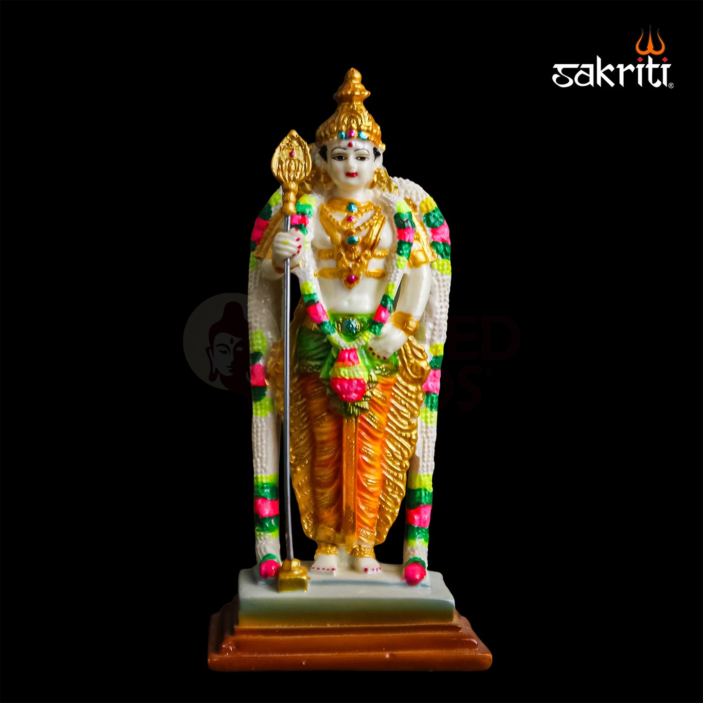 Sacred Needs Marble Dust Murugan Idol – 6.7 Inch (17 cm) Height | Elegant Lord Murugan Statue for Pooja Room, Home Décor & Gifting