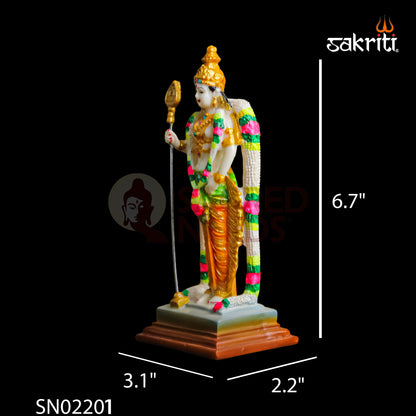 Sacred Needs Marble Dust Murugan Idol – 6.7 Inch (17 cm) Height | Elegant Lord Murugan Statue for Pooja Room, Home Décor & Gifting