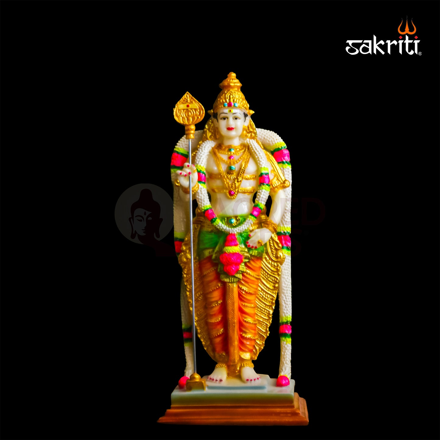 Sacred Needs Marble Dust Murugan Idol – 12.5 Inch Height | Large Lord Murugan Statue for Home Temple, Pooja Room & Decorative Use