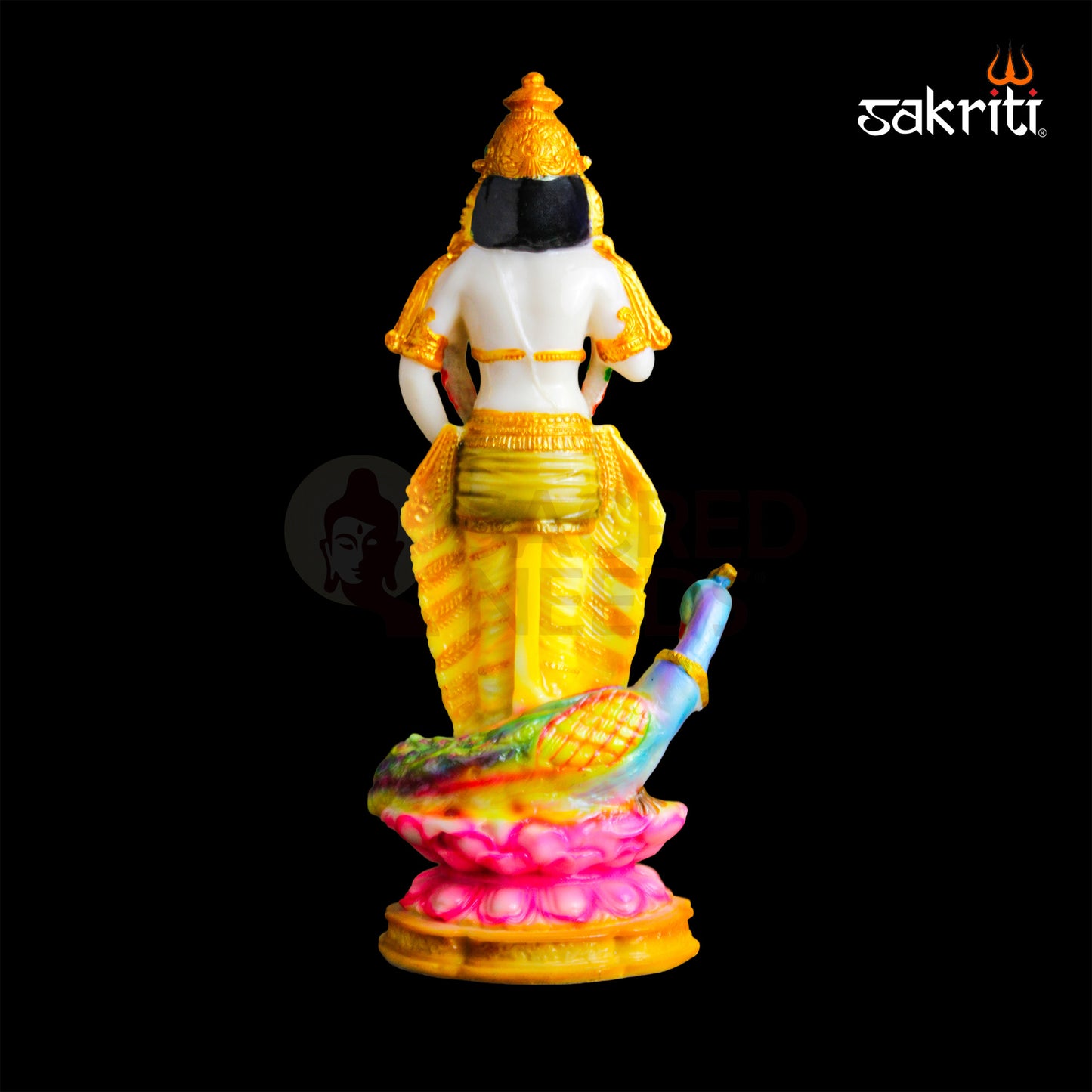 Sacred Needs Marble Dust Lotus Murugan Idol – 13.3 Inch (33.8 cm) Height | Lord Murugan on Lotus for Temple, Pooja Room & Home Décor