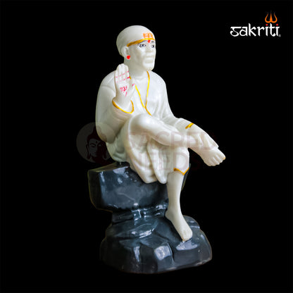 Marble Dust Sai Baba Idol 8.7 Inch | Shirdi Sai Statue for Home Temple, Office & Prayer Room