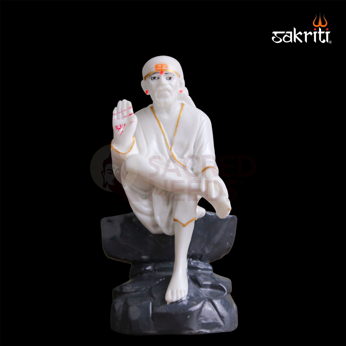 Marble Dust Sai Baba Idol 8.7 Inch | Shirdi Sai Statue for Home Temple, Office & Prayer Room