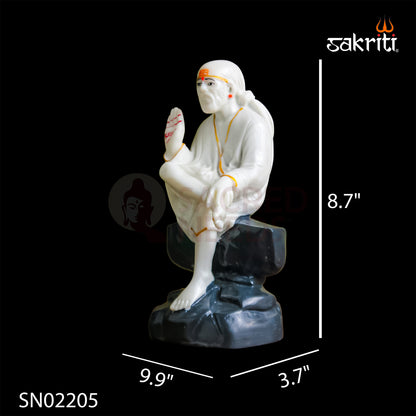 Marble Dust Sai Baba Idol 8.7 Inch | Shirdi Sai Statue for Home Temple, Office & Prayer Room