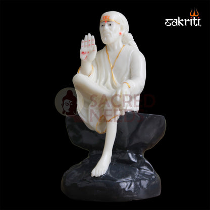 Marble Dust Sai Baba Idol 7.5 Inch | Compact Spiritual Statue for Pooja & Home Decor
