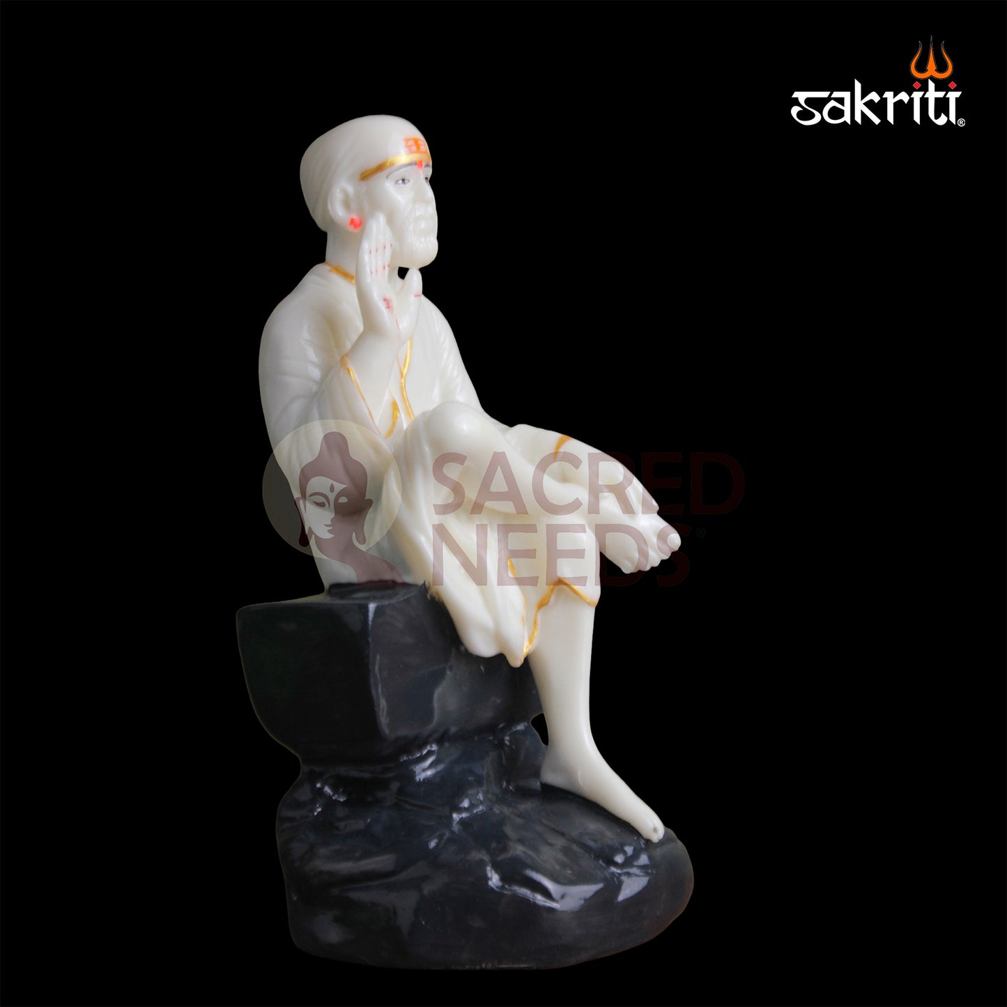 Marble Dust Sai Baba Idol 7.5 Inch | Compact Spiritual Statue for Pooja & Home Decor