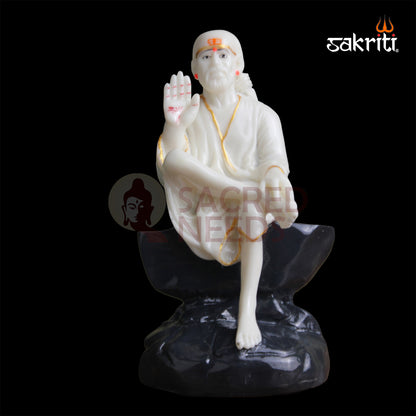 Marble Dust Sai Baba Idol 7.5 Inch | Compact Spiritual Statue for Pooja & Home Decor