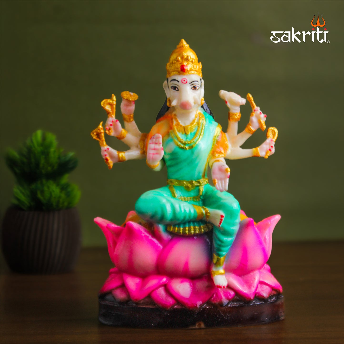 Marble Dust Varahi Amman Idol – 8 Inch Powerful Goddess Varahi Statue for Pooja & Home Decor