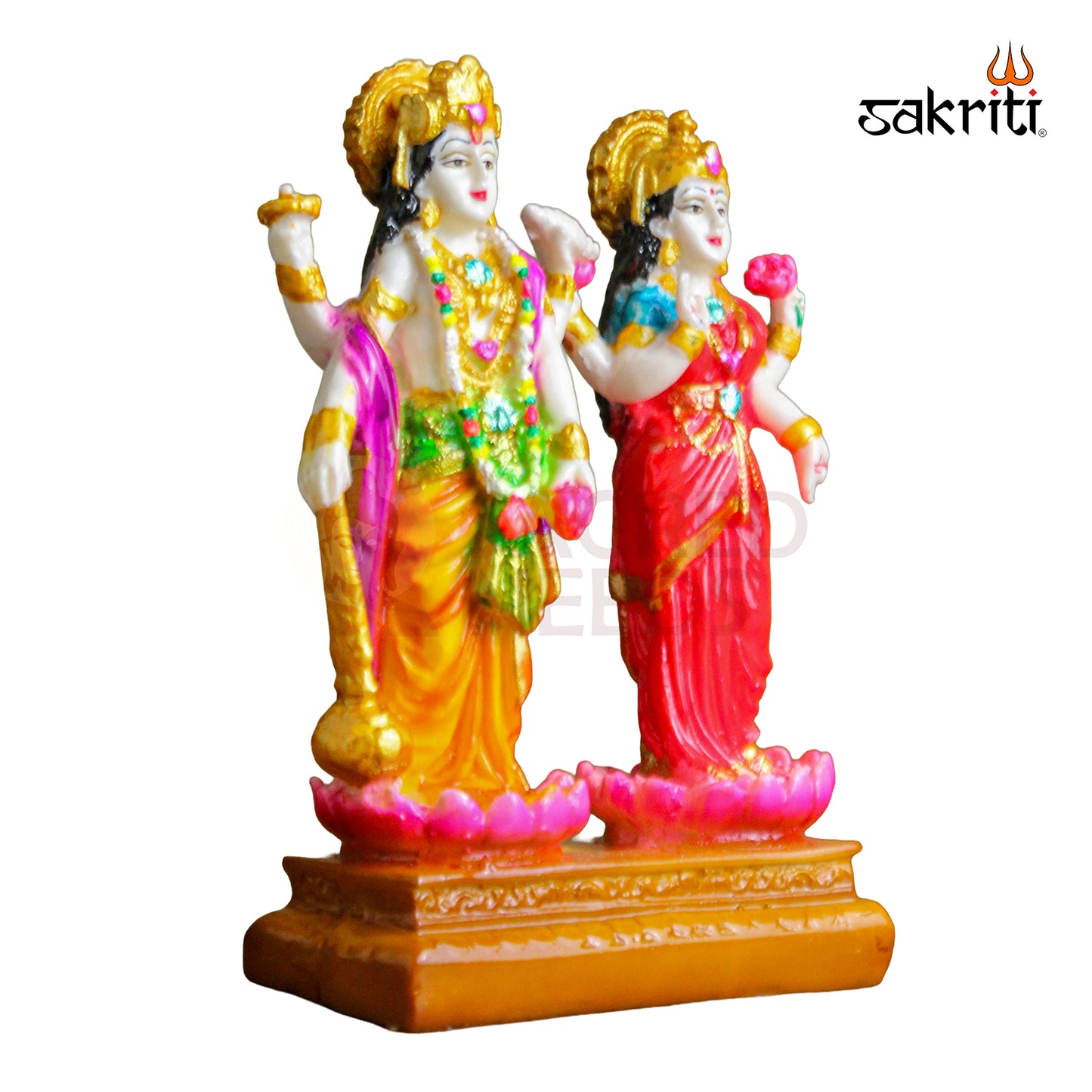 Marble Dust Vishnu Lakshmi Idol – 4.6 Inch Compact Vishnu Lakshmi Statue for Home Temple