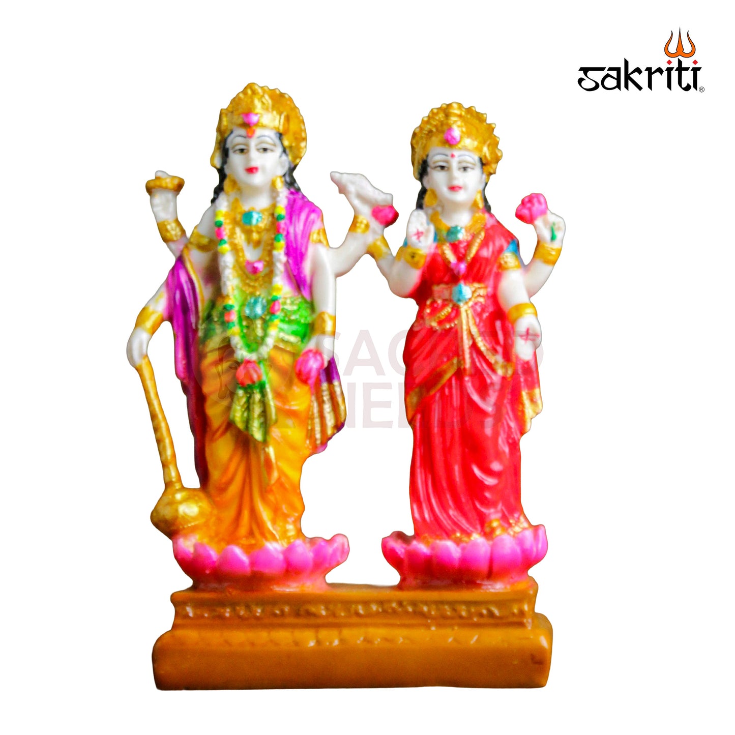 Marble Dust Vishnu Lakshmi Idol – 4.6 Inch Compact Vishnu Lakshmi Statue for Home Temple