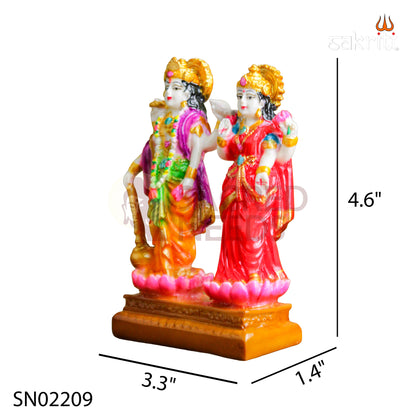 Marble Dust Vishnu Lakshmi Idol – 4.6 Inch Compact Vishnu Lakshmi Statue for Home Temple