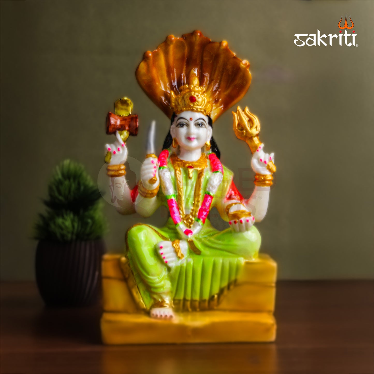 Marble Dust Karumari Amman Idol – 9.5 Inch Powerful Goddess Statue for Pooja Room