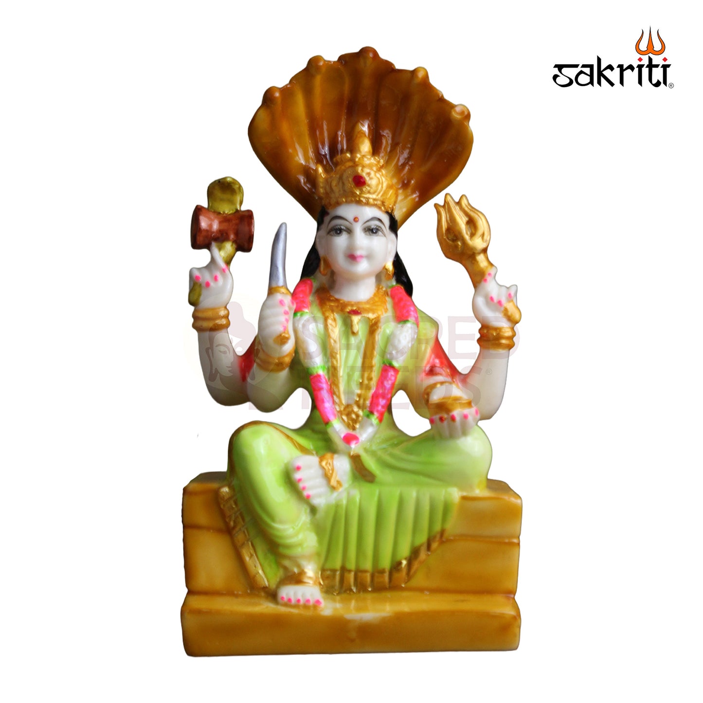 Marble Dust Karumari Amman Idol – 9.5 Inch Powerful Goddess Statue for Pooja Room